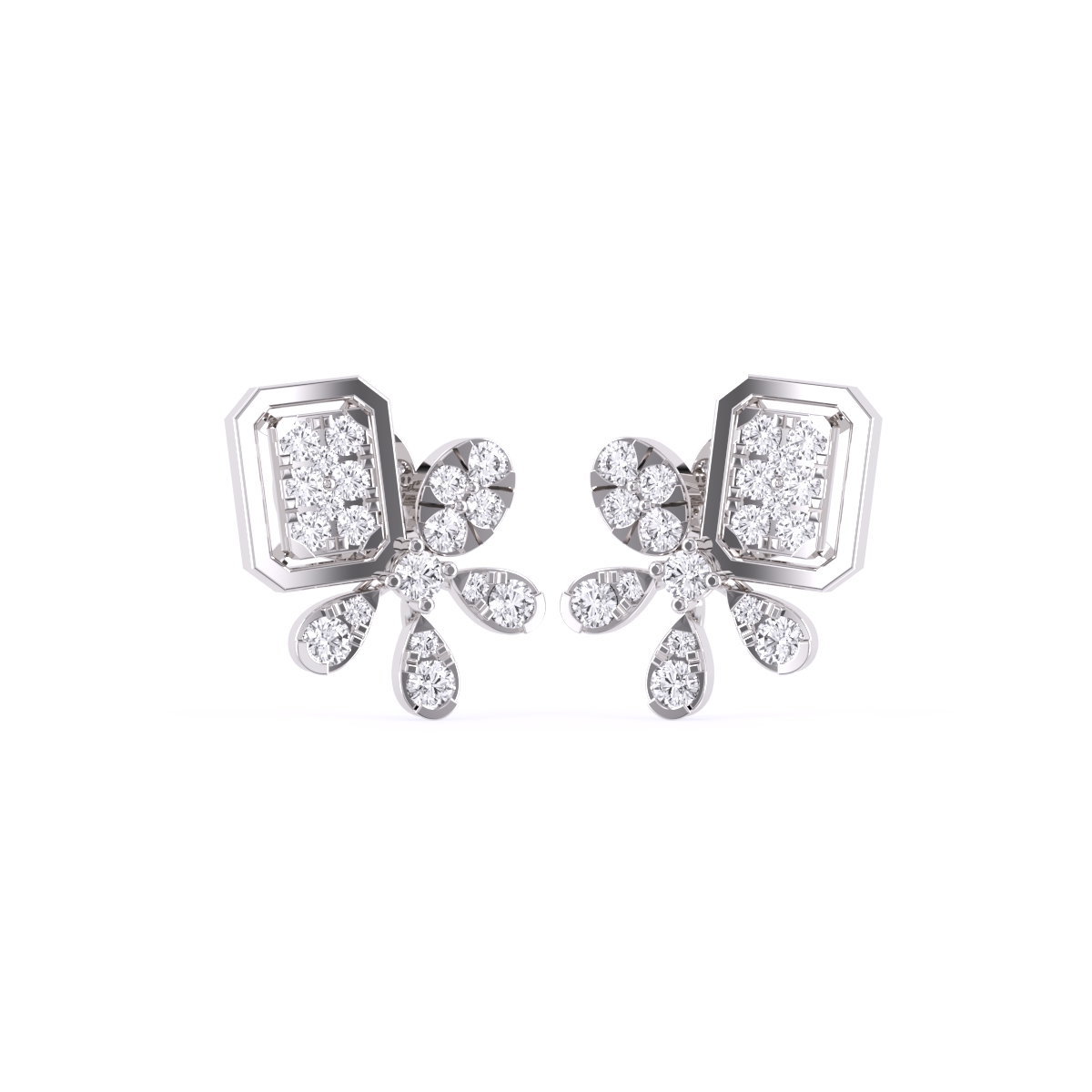 Blossom Flower Diamond Studs Earrings